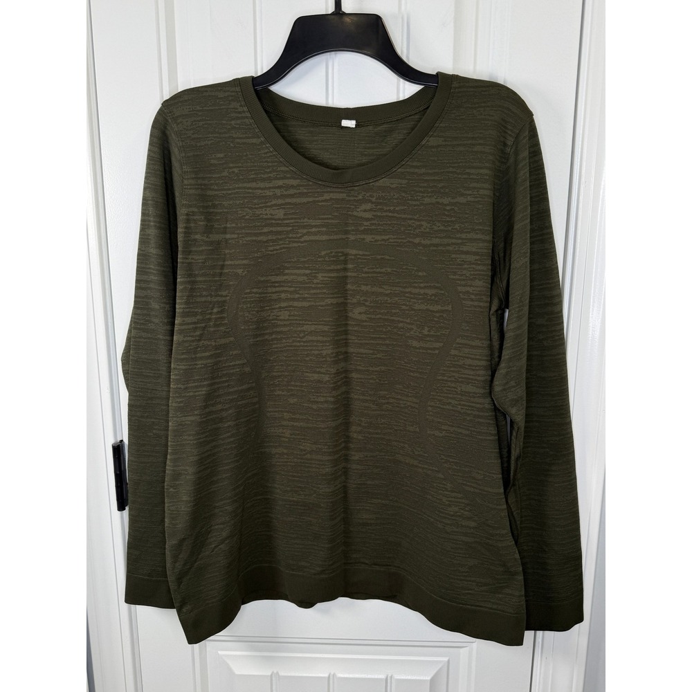 Lululemon Womens Swiftly Relaxed Long Sleeve Size 10 Dark Olive Activewear - Picture 3 of 5